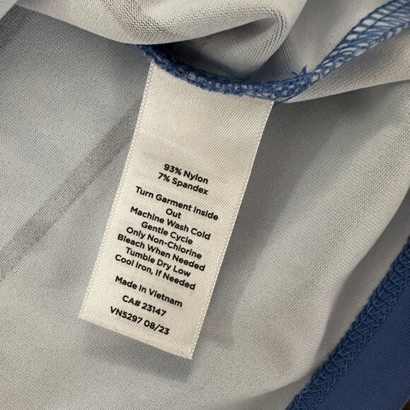 Talbots Blouse 2XL Petite 2X Square Neck Shirt Blue Navy Stripe Silky 3/4 Sleeve - Picture 5 of 5